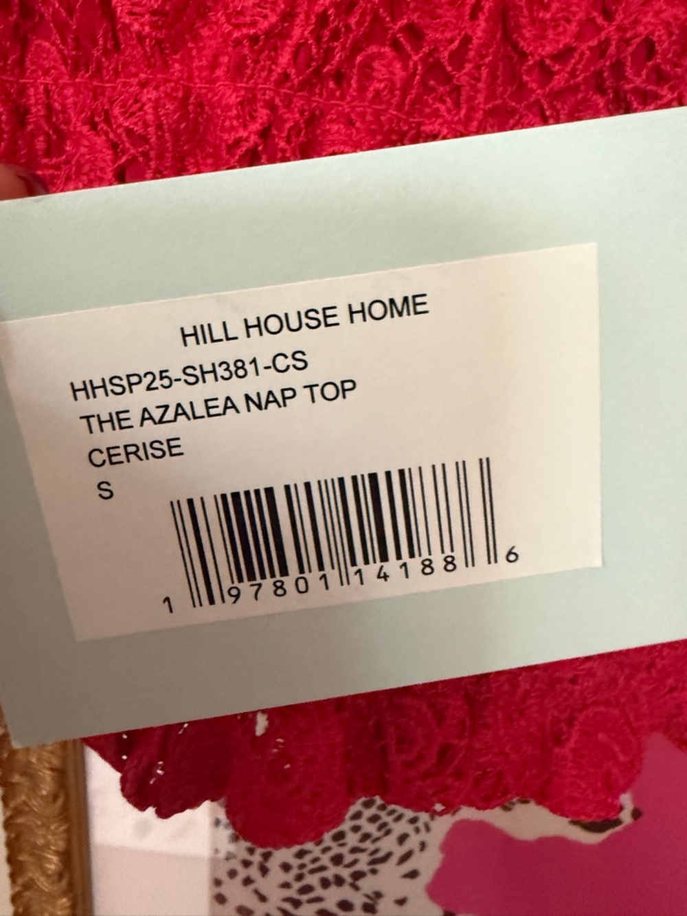 NWT Hill House Home Azalea Nap Top — Cerise Lace, Size S - Picture 4 of 4